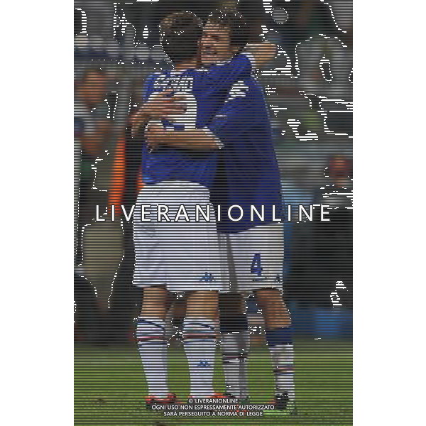 Champions League 2010/2011 Turno Preliminare Ritorno Genova - 24.08.2010 Sampdoria-Werder Brema Nella Foto:esultanza dopo il gol di antonio cassano con dessena /Ph.Vitez-Ag. Aldo Liverani