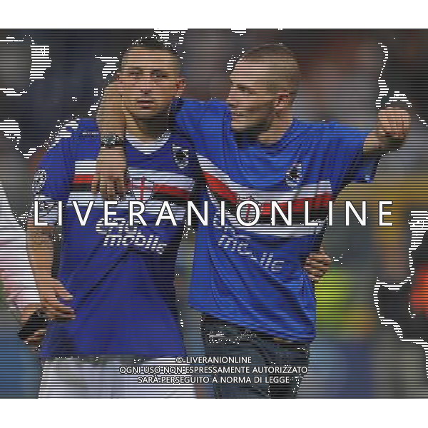 Champions League 2010/2011 Turno Preliminare Ritorno Genova - 24.08.2010 Sampdoria-Werder Brema Nella Foto:delusione di angelo palombo a fine gara con un tifoso /Ph.Vitez-Ag. Aldo Liverani