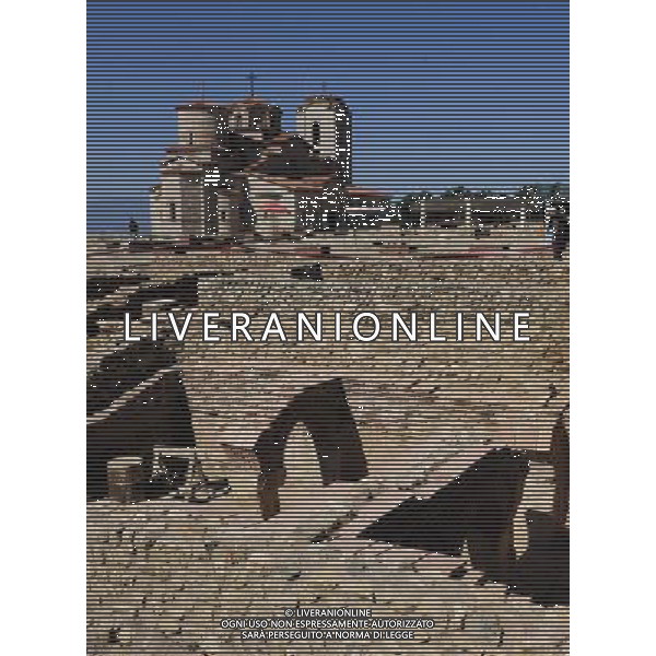 (100826) -- OHRID, Aug. 26, 2010 () -- Photo taken on Aug. 25, 2010, shows the St. Panteleimon Church and the archeological site around it in Ohrid, southwest Macedonia. As an important cultural centre during the Byzantine times, Ohrid, together with the Lake Ohrid, was accepted as a World Cultural Heritage Site by UNESCO in 1980. (/Zeng Yi) (ypf) ©photoshot/Agenzia Aldo Liverani Sas - ITALY ONLY - Vedute della citta\' vecchia e il lago di Ocrida, nella Macedonia, 25 agosto 2010. Importante centro culturale durante il periodo bizantino,  stato ritenuto come patrimonio mondiale dell\'umanitˆ dall\'UNESCO nel 1980. 