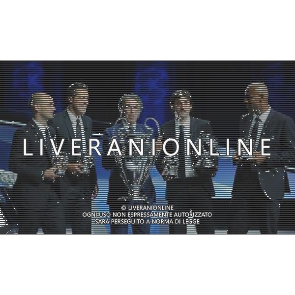 Champions League Draw 2010/2011 Sorteggi Montecarlo (Principato di Monaco) - 26.08.2010 Nella Foto:moratti posa con la coppa e i giocatori premiati-milito sneijder maicon julio cesar /Ph.Vitez-Ag. Aldo Liverani