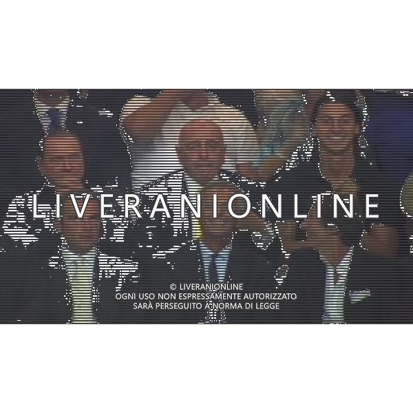 MILANO 29/08/2010 SPORT CALCIO MILAN LECCE SERIE A TIM NELLA FOTO silvio berlusconi e ibrahimovic zlatan adriano galliani ©AG.ALDO LIVERANI SAS OBBLIGATORIO CITARE LA FONTE TELEVISIVA SKY CALCIO
