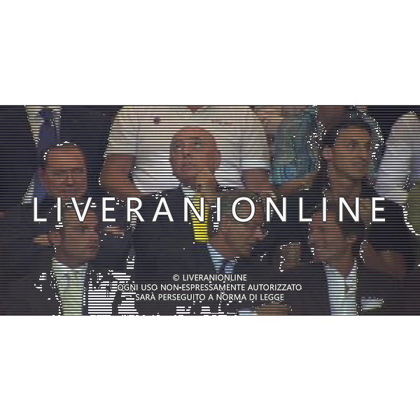 MILANO 29/08/2010 SPORT CALCIO MILAN LECCE SERIE A TIM NELLA FOTO silvio berlusconi e ibrahimovic zlatan adriano galliani ©AG.ALDO LIVERANI SAS OBBLIGATORIO CITARE LA FONTE TELEVISIVA SKY CALCIO