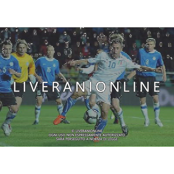 Qualificazioni ai Campionati Europei UEFA EURO 2012 Gruppo C Tallin - 03.09.2010 Estonia-Italia Nella Foto:tacco di cassano per il gol di bonucci /Ph.Vitez-Ag. Aldo Liverani