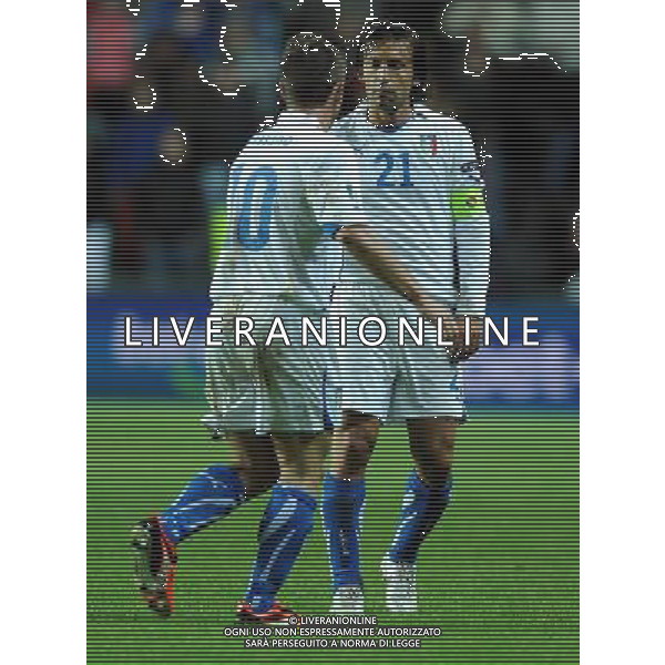 Qualificazioni ai Campionati Europei UEFA EURO 2012 Gruppo C Tallin - 03.09.2010 Estonia-Italia Nella Foto:Andrea PIRLO-Antonio CASSANO /Ph.Vitez-Ag. Aldo Liverani