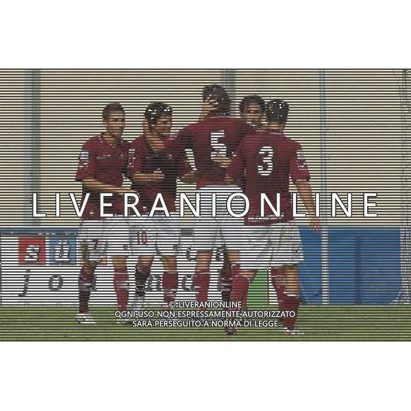 BOLZANO 05/09/2010 LEGA PRO SUDTIROL-SALERNITANA NELLA FOTO:DAVIDE CARCURO ESULTA CON JACOPO BALESTRI DOPO AVER SEGNATO FOTO PAOLA GARBUIO/AG.ALDO LIVERANI