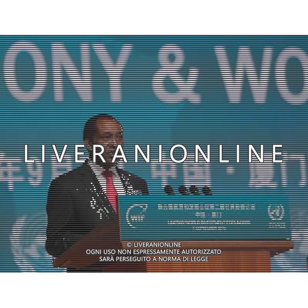 (100907) -- XIAMEN, Sept. 7, 2010 () -- Mozambican Prime Minister Aires Bonifacio Baptista Ali addresses during the opening ceremony and world leaders investment summit of the 2nd World Investment Forum, which is sponsored by the United Nations Conference on Trade and Development (UNCTAD), in the coastal city of Xiamen, southeast China\'s Fujian Province, Sept. 7, 2010. Chinese Vice President Xi Jinping delivered a key note speech at the ceremony. (/Lan Hongguang)(wyo) - Xinhua/Photoshot - Ag. Aldo Liverani sas ITALY ONLY World Investment Forum\' - WIF 2010, forum globale sugli investimenti organizzato con cadenza biennale dalla United Nations Conference on Trade and Development (UNCTAD)