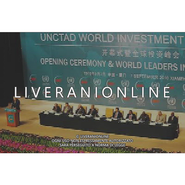 (100907) -- XIAMEN, Sept. 7, 2010 () -- The opening ceremony and world leaders investment summit of the 2nd World Investment Forum, which is sponsored by the United Nations Conference on Trade and Development (UNCTAD), is held in the coastal city of Xiamen, southeast China\'s Fujian Province, Sept. 7, 2010. Chinese Vice President Xi Jinping delivered a key note speech at the ceremony. (/Wei Peiquan)(wyo) - Xinhua/Photoshot - Ag. Aldo Liverani sas ITALY ONLY World Investment Forum\' - WIF 2010, forum globale sugli investimenti organizzato con cadenza biennale dalla United Nations Conference on Trade and Development (UNCTAD)