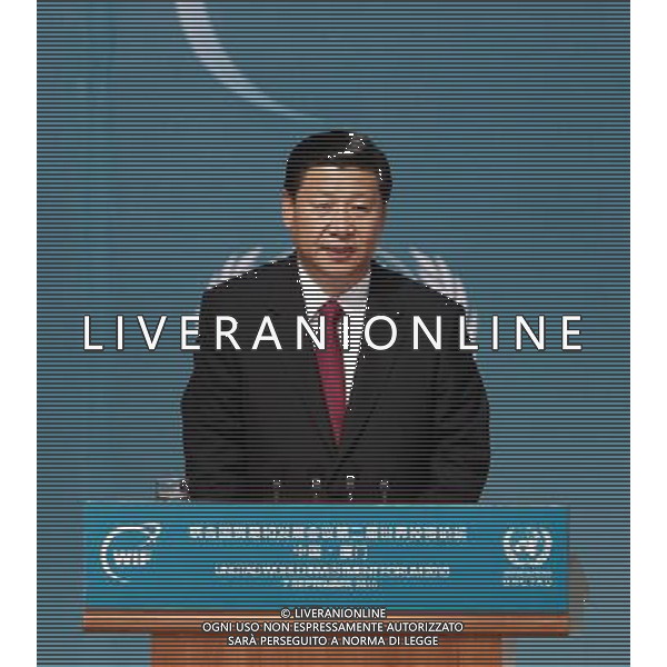 (100907) -- XIAMEN, Sept. 7, 2010 () -- Chinese Vice President Xi Jinping delivers a keynote speech during the opening ceremony and world leaders investment summit of the 2nd World Investment Forum, which is sponsored by the United Nations Conference on Trade and Development (UNCTAD), in the coastal city of Xiamen, southeast China\'s Fujian Province, Sept. 7, 2010. (/Xie Huanchi)(wyo) - Xinhua/Photoshot - Ag. Aldo Liverani sas ITALY ONLY World Investment Forum\' - WIF 2010, forum globale sugli investimenti organizzato con cadenza biennale dalla United Nations Conference on Trade and Development (UNCTAD)