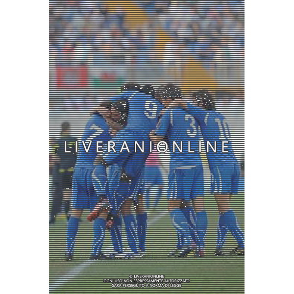 Pescara - 07/09/2010 - Stadio \'Adriatico\' - Qualificazioni Campionato Europeo Under 21 2011 - Italia vs Galles - nella foto: L\'esultanza dopo il gol di Mattia Mustacchio ph. Corradetti / ©Aldo Liverani Sas