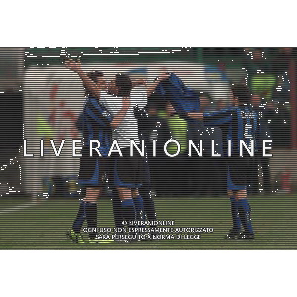 Inter-Juventus Coppa Italia semifinale ritorno Tim Cup 12/02/2004 nella foto esultanza di daniele adani e christian vieri dopo il gol* foto marco luzzani/Agenzia Aldo liverani