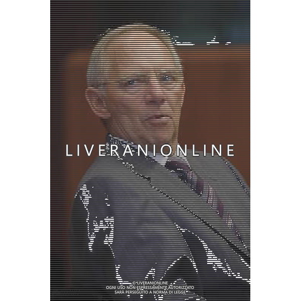 German Finance Minister Wolfgang Schaeuble during EU Eurogroup finance ministers meeting at European Council headquarters in Brussels, Belgium on 2010-09-07 by Wiktor Dabkowski Riunione e Conferenza Stampa dei ministri delle finanze dell\'Eurogruppo presso la sede del Consiglio europeo a Bruxelles, in Belgio 07/09/2010