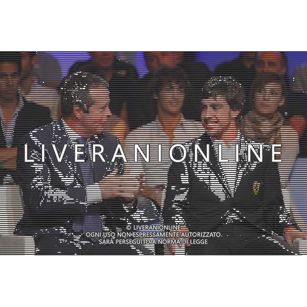La \'Domenica Sportiva\' Trasmissione Televisiva del 12/09/2010 nella foto Giuseppe Dossena con Fernando Alonso ©Romano/Agenzia Aldo Liverani Sas
