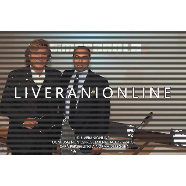 MILANO 15/09/2010 PRESENTAZIONE DELLA TRASMISSIONE TELEVISIVA RAI \'L\'ULTIMA PAROLA\' CONDOTTA DA Gianluigi Paragone nella foto Massimo Liofredi dirigente d\'azienda italiano. Direttore di Rai 2. - Gianluigi Paragone ph.Fiochi/AG.ALDO LIVERANI SAS