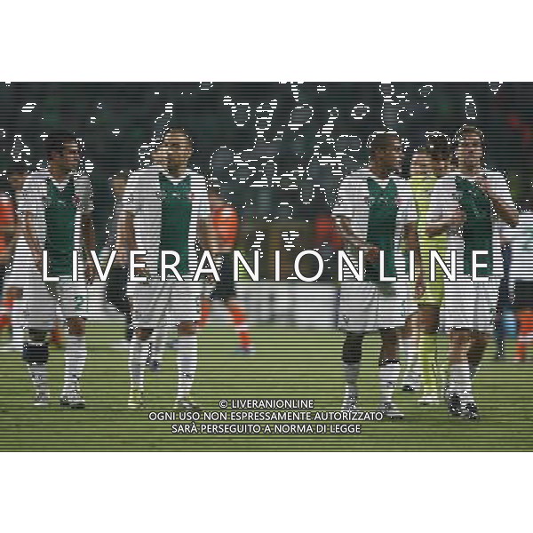 UEFA Champions League group C match between Bursaspor Turkey and Valencia Spain at Ataturk Stadium in Bursa, Turkey 14.09.2010 Valencia won scored 4 - 0 Pictured: L to R, Ali Tandogan (L), Sercan Yildirim, Gokcek Wederson and Federico Insua of Bursaspor. FOT. SESKIMPHOTO/NEWSPIX/Agenzia Aldo Liverani Sas ONLY ITALY *** Local Caption *** .