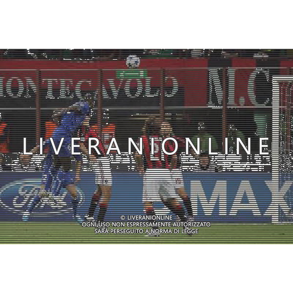 Milan - Auxerre Champions League 15/09/2010 nella foto travera colpita da coulibaly ©luzzani/Agenzia Aldo Liverani Sas