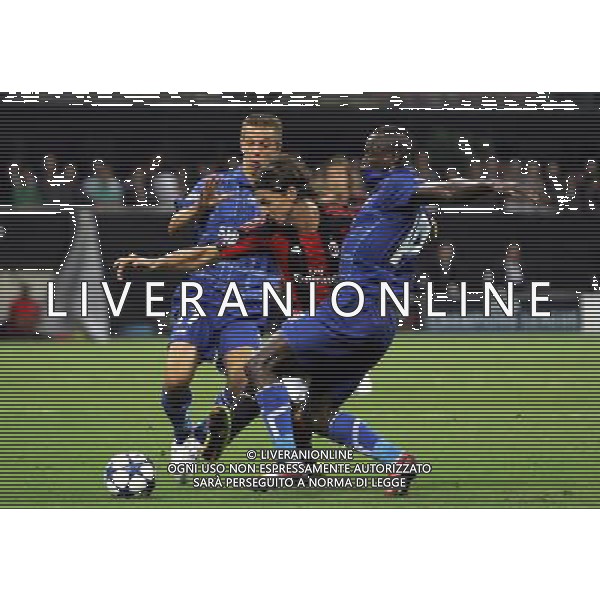 Milan - Auxerre Champions League 15/09/2010 nella foto zlatan ibrahimovic, pedretti e oliech ©luzzani/Agenzia Aldo Liverani Sas