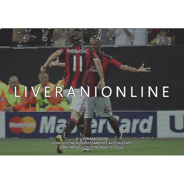 Milan - Auxerre Champions League 15/09/2010 nella foto esultanza dopo il gol di zlatan ibrahimovic con ronaldinho ©luzzani/Agenzia Aldo Liverani Sas