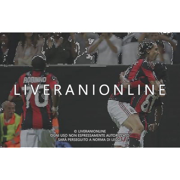 Milan - Auxerre Champions League 15/09/2010 nella foto esultanza dopo il gol di zlatan ibrahimovic con ronaldinho ©luzzani/Agenzia Aldo Liverani Sas