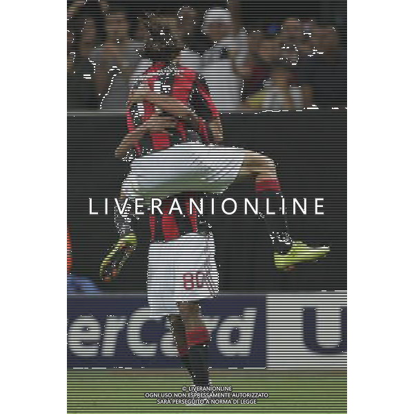 Milano 15-09-2010 Champions League 2010/11 Milan-Auxerre 2:0 nella foto l\'esultanza di zlatan ibrahimovic dopo il gol con ronaldinho ph marco luzzani/ag aldo liverani s.a.s.