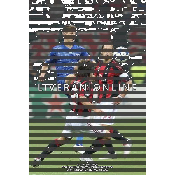 MILANO 15.09.2010-CHAMPIONS LEAGUE MATCH GROUP G MILAN - AJ AUXERRE 2:0 NELLA FOTO BENOIT PEDRETTI ANDREA PIRLO FOT. PIOTR KUCZA/NEWSPIX.PL/AG ALDO LIVERANI ONLY ITALY 