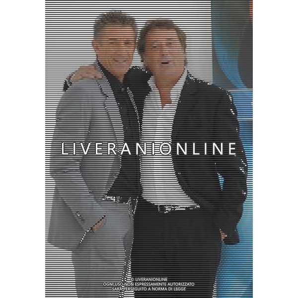 MILANO 16/9/2010 TRIENNALE V.le ALEMAGNA, 6 PRESENTAZIONE DELLA 23esima Edizione DEL PROGRAMMA TELEVISIVO DI CANALE 5 -STRISCIA LA NOTIZIA- NELLA FOTO EZIO GREGGIO E ENZO IACCHETTI FOTO ROMANO/AG ALDO LIVERANI