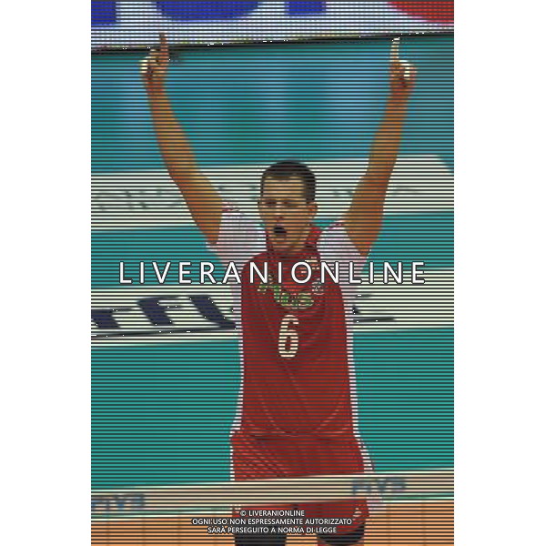 Trieste, 26/09 /2010. FIVB 2010 Men\'s World Championship Polonia vs Germania Gruppo F - 2 turno Nella foto: Kurek Bartosz, esultanza Foto di Simone Ferraro / Liverani