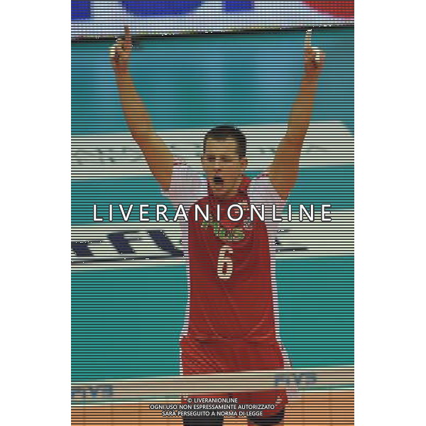 Trieste, 26/09 /2010. FIVB 2010 Men\'s World Championship Polonia vs Germania Gruppo F - 2 turno Nella foto: Kurek Bartosz, esultanza Foto di Simone Ferraro / Liverani