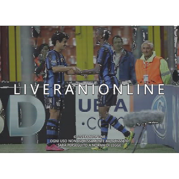 Inter - Werder Brema Champions League 29/09/2010 nella foto esultanza dopo il terzo gol di samuel eto\'o con coutinho ©Luzzani/Agenzia Aldo Liverani Sas