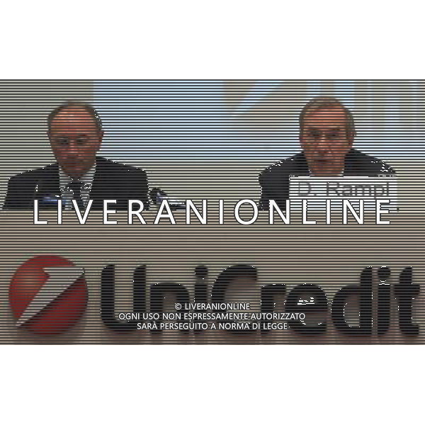 MILANO 01-10-2010 ECONOMIA CONFERENZA DI PRESENTAZIONE DEL NUOVO AMMINISTRATORE DELEGATO DI - UNICREDIT BANCA - FEDERICO GHIZZONI nella foto FEDERICO GHIZZONI - DIETER RAMPL ph.Fiochi/AG ALDO LIVERANI SAS