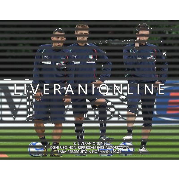 Raduno Nazionale Italiana a Coverciano Coverciano(FI) - 04.10.2010 Allenamento Nella Foto:palombo criscito pazzini /Ph.Vitez-Ag. Aldo Liverani