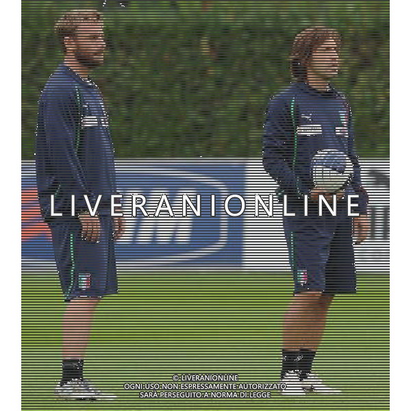Raduno Nazionale Italiana a Coverciano Coverciano(FI) - 04.10.2010 Allenamento Nella Foto:daniele de rossi- pirlo andrea /Ph.Vitez-Ag. Aldo Liverani