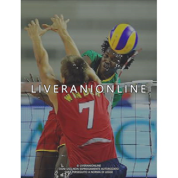 01.10.2010 ANCONA FIVB MENS WOLRD CHAMPIONSHIP CAMEROON AND USA NELLA FOTO NATHAN WOUNEMBAINA FOT LUKASZ LASKOWSKI / PRESSFOCUS / NEWSPIX.PL AG ALDO LIVERANI ONLY ITALY