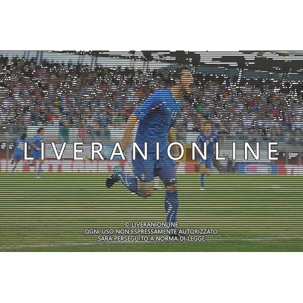 Rieti - 08/10/2010 - Stadio \'Centro D\'Italia\' - Spareggio d\'andata per accedere all\'Europeo Under 21 2011 - Italia vs Bielorussia - nella foto: L\'esultanza di Mattia Destro ph. Corradetti / ©Aldo Liverani Sas