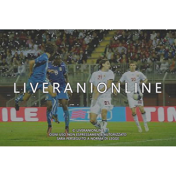 Rieti - 08/10/2010 - Stadio \'Centro D\'Italia\' - Spareggio d\'andata per accedere all\'Europeo Under 21 2011 - Italia vs Bielorussia - nella foto: Il gol di Okaka ph. Corradetti / ©Aldo Liverani Sas