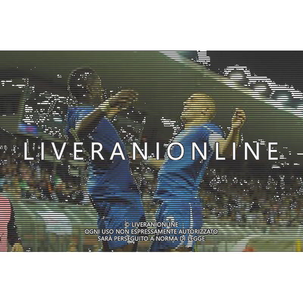 Rieti - 08/10/2010 - Stadio \'Centro D\'Italia\' - Spareggio d\'andata per accedere all\'Europeo Under 21 2011 - Italia vs Bielorussia - nella foto: Okaka e de silvestri esultano ph. Corradetti / ©Aldo Liverani Sas