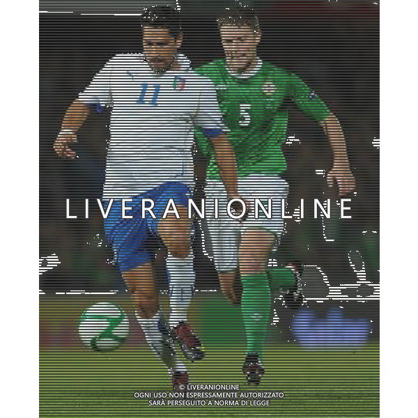 Qualificazioni ai Campionati Europei UEFA EURO 2012 Gruppo C Belfast (Irlanda del Nord) - 08.10.2010 Irlanda del Nord-Italia Nella Foto:marco borriello-craigan /Ph.Vitez-Ag. Aldo Liverani