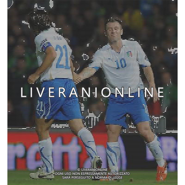 Qualificazioni ai Campionati Europei UEFA EURO 2012 Gruppo C Belfast (Irlanda del Nord) - 08.10.2010 Irlanda del Nord-Italia Nella Foto:Antonio CASSANO-Andrea PIRLO /Ph.Vitez-Ag. Aldo Liverani