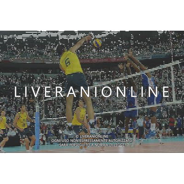 Campionati Mondiali Pallavolo maschile FIVB Finale 1¡/2¡ posto Roma 10-10-2010 Brasile - Cuba nella foto: Brasile Campione del Mondo, Vissotto con il numero 6 mentre realizza l\'ultimo e decisivo punto della finale foto Garavaglia - ag. Aldo Liverani sas