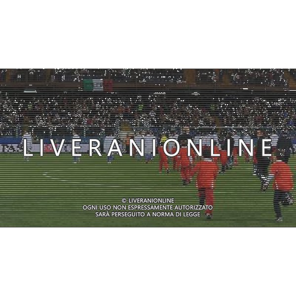 Qualificazioni ai Campionati Europei UEFA EURO 2012 Gruppo C Genova - 12.10.2010 Italia-Serbia Nella Foto: sospensione momentanea della partita dopo gli scontri sugli spalti dei tifosi della serbia /Ph.Vitez-Ag. Aldo Liverani