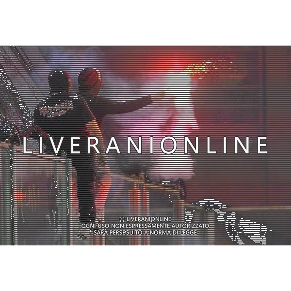 Qualificazioni ai Campionati Europei UEFA EURO 2012 Gruppo C Genova - 12.10.2010 Italia-Serbia Nella Foto: sospensione momentanea della partita dopo gli scontri sugli spalti dei tifosi della serbia /Ph.Vitez-Ag. Aldo Liverani