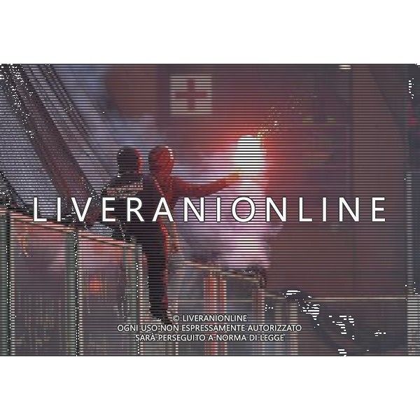 Qualificazioni ai Campionati Europei UEFA EURO 2012 Gruppo C Genova - 12.10.2010 Italia-Serbia Nella Foto:sospensione momentanea della partita dopo gli scontri sugli spalti dei tifosi della serbia /Ph.Vitez-Ag. Aldo Liverani