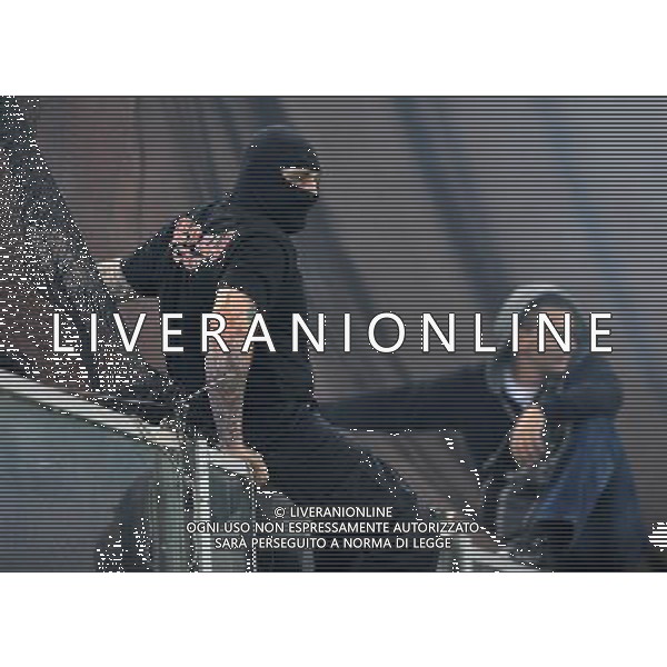 Qualificazioni ai Campionati Europei UEFA EURO 2012 Gruppo C Genova - 12.10.2010 Italia-Serbia Nella Foto: sospensione momentanea della partita dopo gli scontri sugli spalti dei tifosi della serbia /Ph.Vitez-Ag. Aldo Liverani