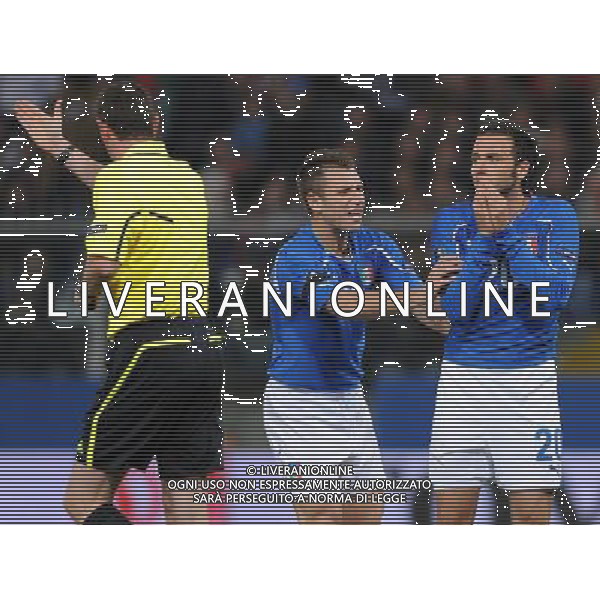 Qualificazioni ai Campionati Europei UEFA EURO 2012 Gruppo C Genova - 12.10.2010 Italia-Serbia Nella Foto:antonio cassano e giampaolo pazzini /Ph.Vitez-Ag. Aldo Liverani