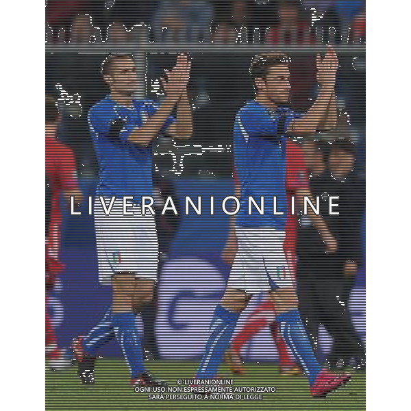 Qualificazioni ai Campionati Europei UEFA EURO 2012 Gruppo C Genova - 12.10.2010 Italia-Serbia Nella Foto:Claudio MARCHISIO-Giorgo CHIELLINI /Ph.Vitez-Ag. Aldo Liverani