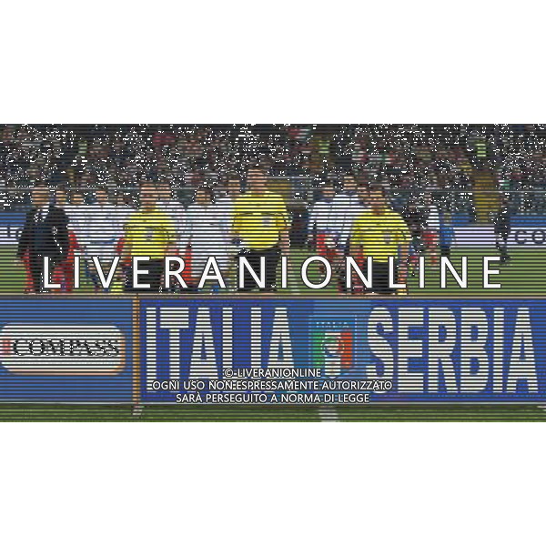 Qualificazioni ai Campionati Europei UEFA EURO 2012 Gruppo C Genova - 12.10.2010 Italia-Serbia Nella Foto:Squadre di Italia e Serbia entrano in campo /Ph.Vitez-Ag. Aldo Liverani