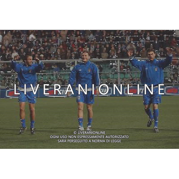 Palermo 18/02/2004 Italia-Repubblica Ceca Amichevole Nazionale nella foto Alessandro Del Piero Francesco Totti e Christian Vieri* Agenzia Aldo liverani