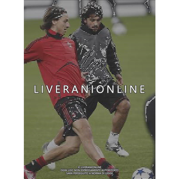 MADRID 18/10/2010.- Milan training at Bernabeu Stadium before tomorrow\'s champions league match Real Madrid vs Milan. Zlatan Ibrahimovic - Gennaro Gattuso Photo: Cesar Cebolla / ALFAQUI - AG. ALDO LIVERANI SAS ITALY ONLY MADRID - ALLENAMENTO MILAN AC PRIMA DELLA PARTITA DI CHAMPIONS LEAGUE CONTRO IL REAL MADRID