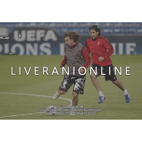 MADRID 18/10/2010.- Milan training at Bernabeu Stadium before tomorrow\'s champions league match Real Madrid vs Milan. Andrea Pirlo. Photo: Cesar Cebolla / ALFAQUI - AG. ALDO LIVERANI SAS ITALY ONLY MADRID - ALLENAMENTO MILAN AC PRIMA DELLA PARTITA DI CHAMPIONS LEAGUE CONTRO IL REAL MADRID
