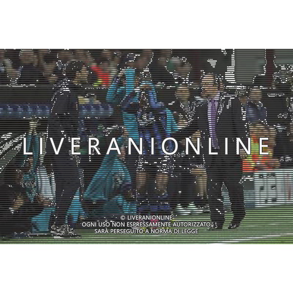 Inter - Tottenham Champions League 20/10/2010 nella foto esultanza dopo il gol di samuel eto\'o con marco materazzi e rafael benitez ©luzzani/Agenzia Aldo Liverani Sas