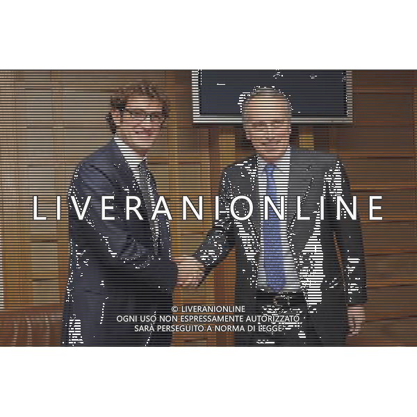 Roma - 25/10/2010 - sede FIGC - Presentazione del nuovo CT dell\'Under 21 Ciro Ferrara - nella foto: Ciro FERRARA e Giancarlo ABETE ph. Corradetti / © Aldo Liverani Sas